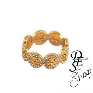Tory Burch Gold Miller Pave Ring/ Gold with Dustbag and Giftbox